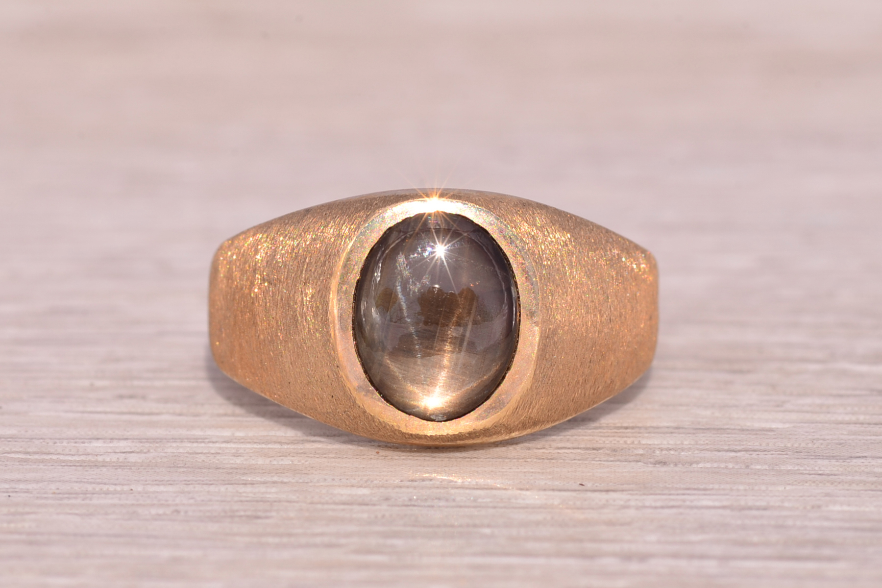 SOLD - The Classic Star: Black Star Sapphire Ring in Yellow Gold - Image 2