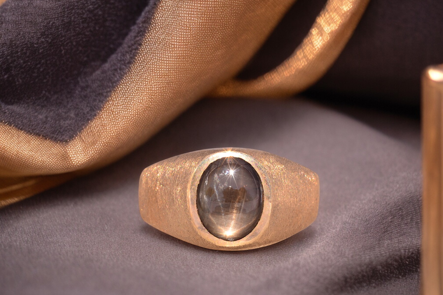 SOLD - The Classic Star: Black Star Sapphire Ring in Yellow Gold - Image 12