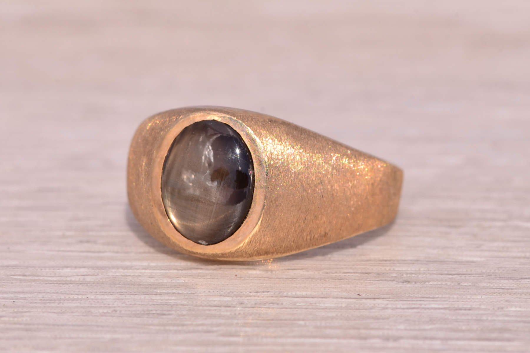 SOLD - The Classic Star: Black Star Sapphire Ring in Yellow Gold - Image 3