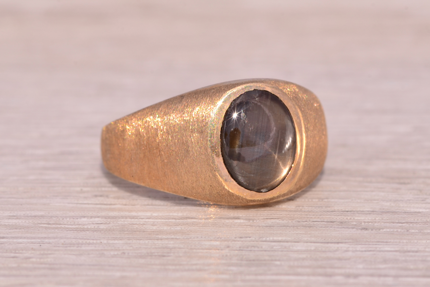 SOLD - The Classic Star: Black Star Sapphire Ring in Yellow Gold - Image 6