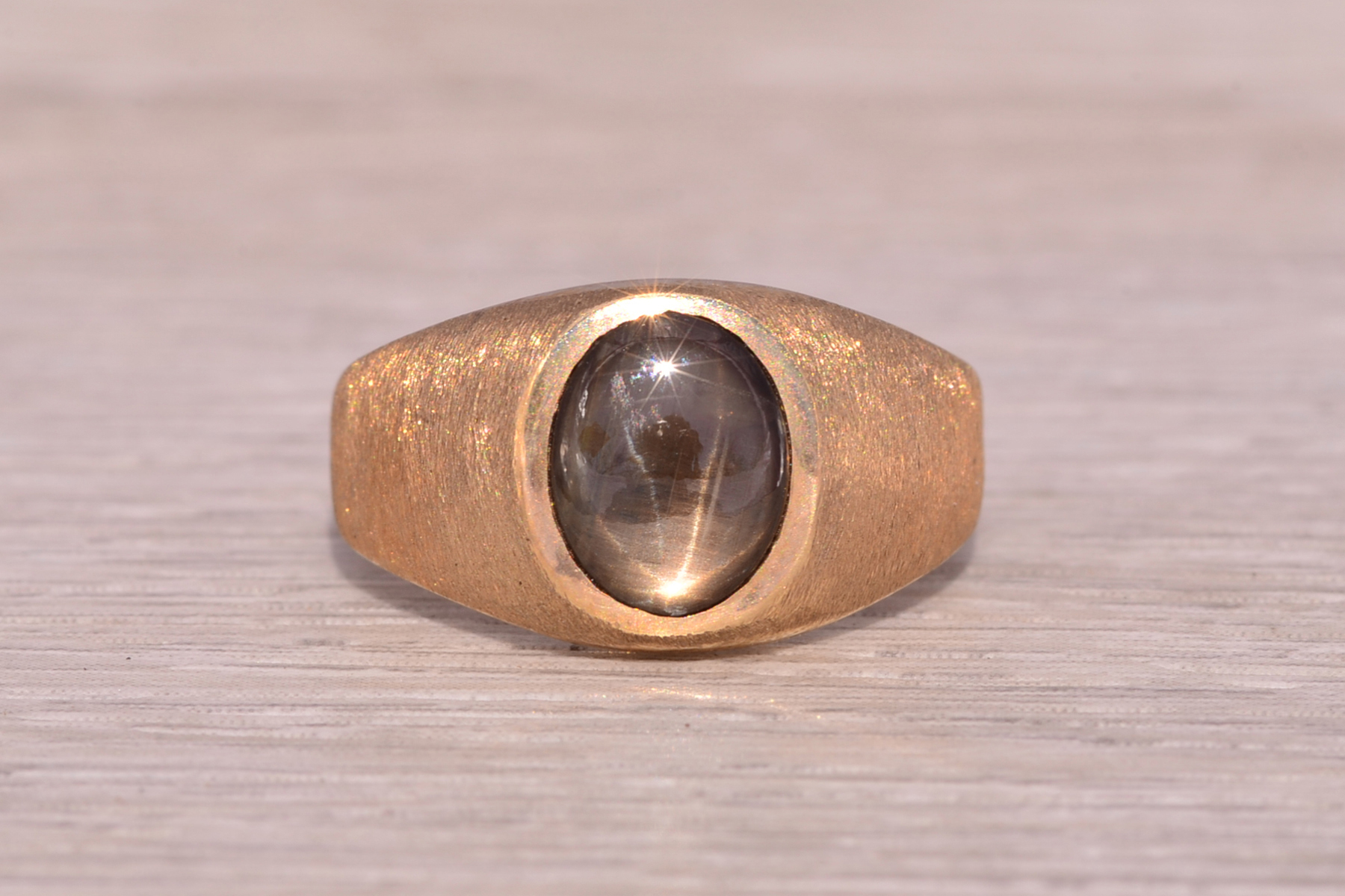 SOLD - The Classic Star: Black Star Sapphire Ring in Yellow Gold - Image 7