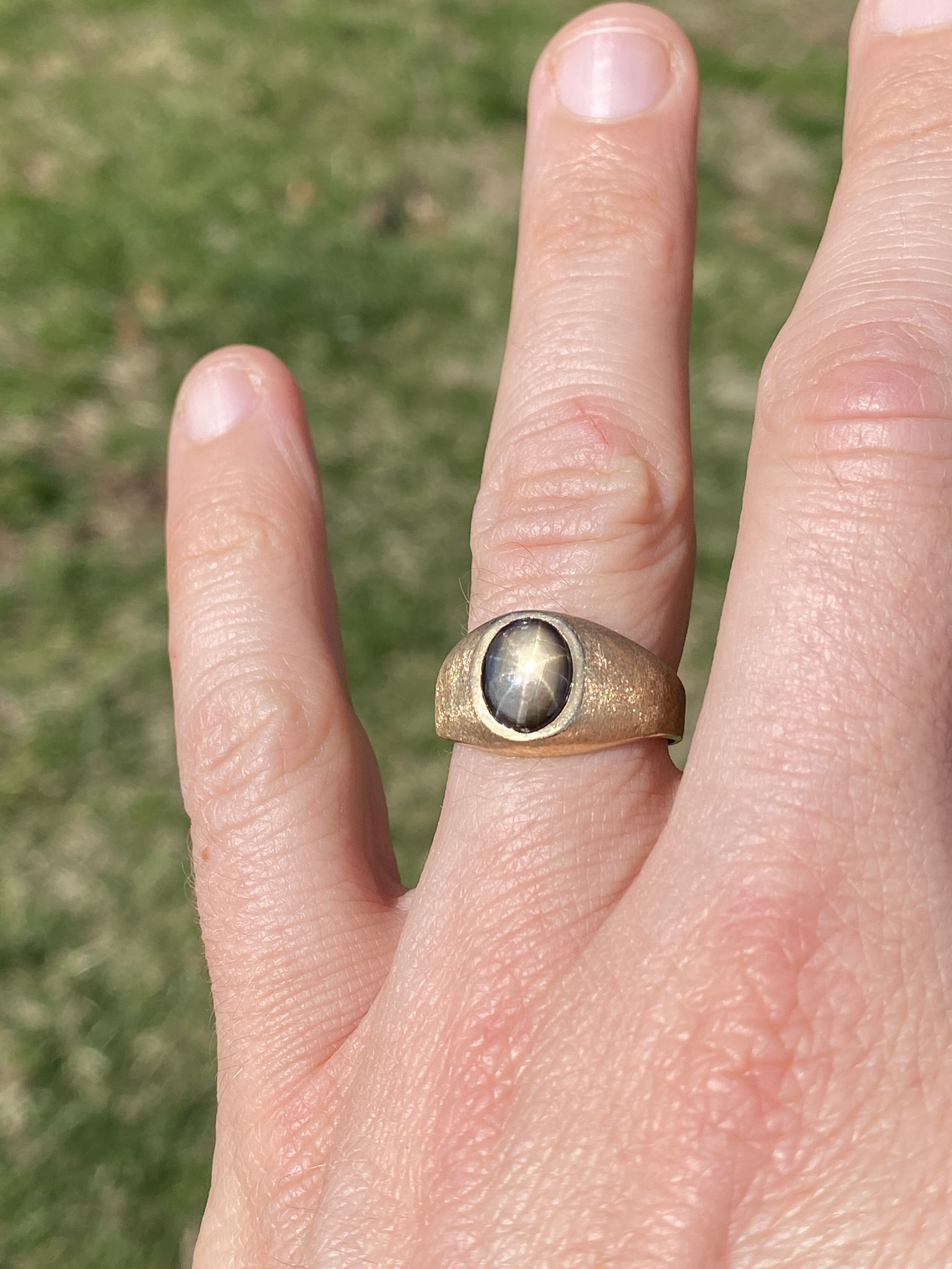 SOLD - The Classic Star: Black Star Sapphire Ring in Yellow Gold - Image 11