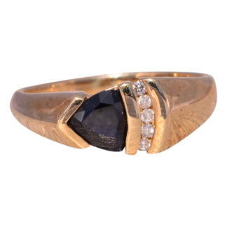 The Sapphire Ascent: Natural Sapphire and Diamond Ring in Yellow Gold