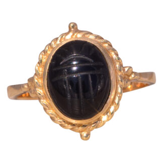 SOLD - The Scarab Legacy: Onyx Scarab Ring in Yellow Gold