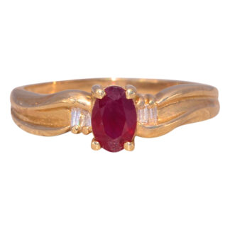 The Classic Ruby Elegance:  Ruby and Natural Diamond Ring in 14K Gold