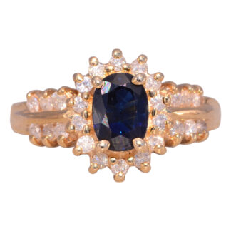 The Exquisite Sapphire Elegance: Natural Sapphire and Diamond Ring in Yellow Gold