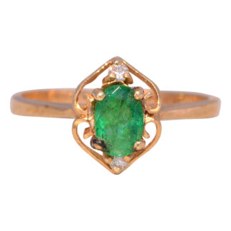 The Emerald Enchantress: Emerald and Natural Diamond Ring in Yellow Gold