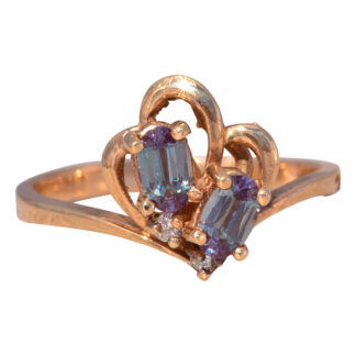The Alexandrite Sparkle: Lab Created Alexandrite and Natural Diamond Ring in 14K Yellow Gold