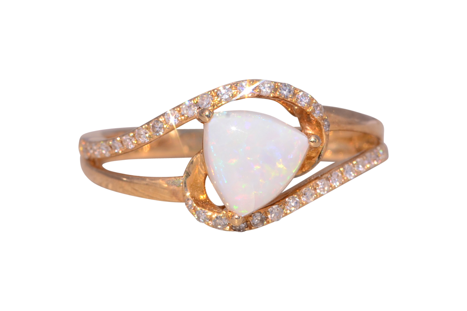 SOLD - The Opal Enchantment: Signed Effy Australian Opal and Natural Diamond Ring in Yellow Gold