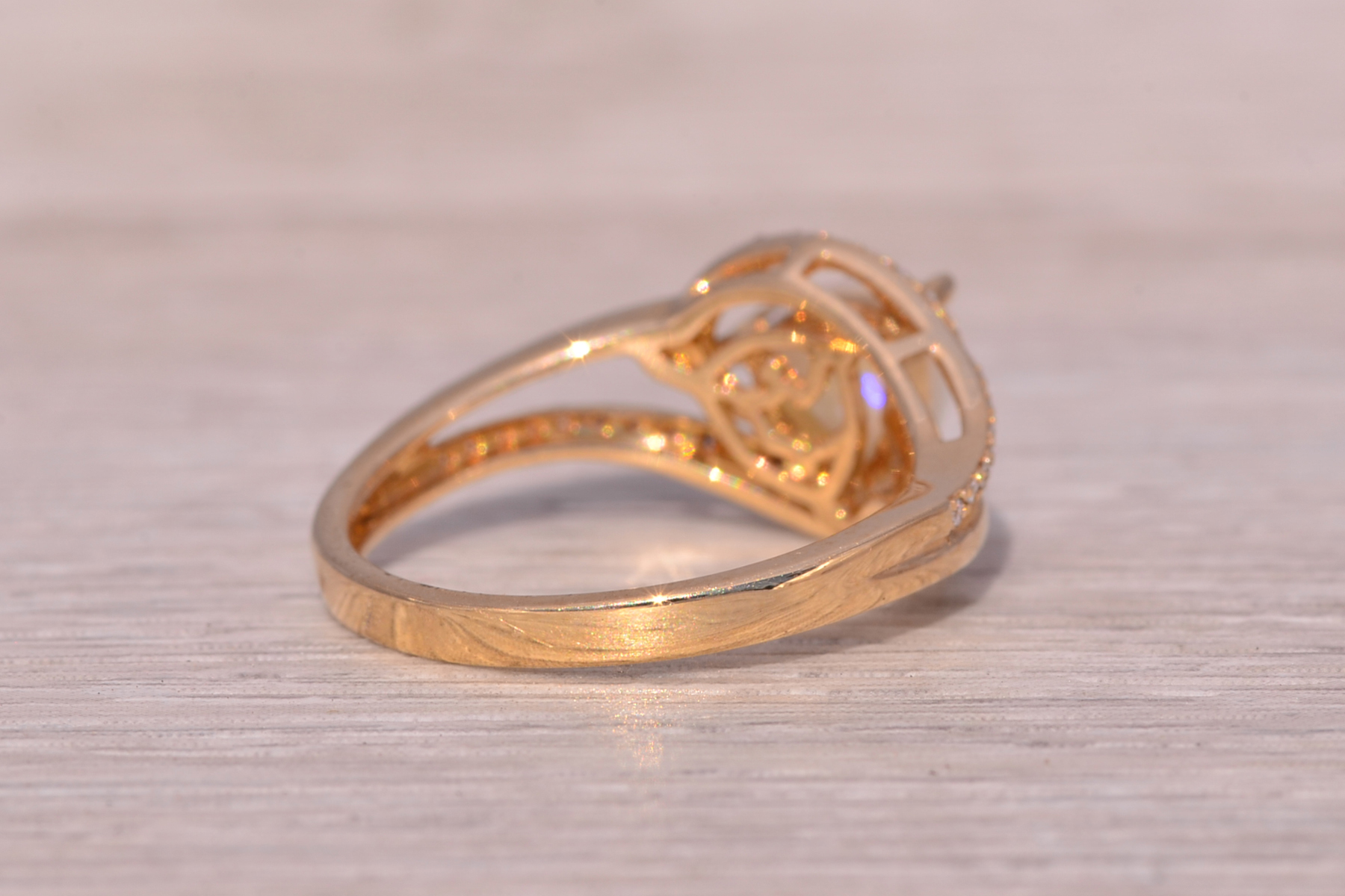 SOLD - The Opal Enchantment: Signed Effy Australian Opal and Natural Diamond Ring in Yellow Gold - Image 5