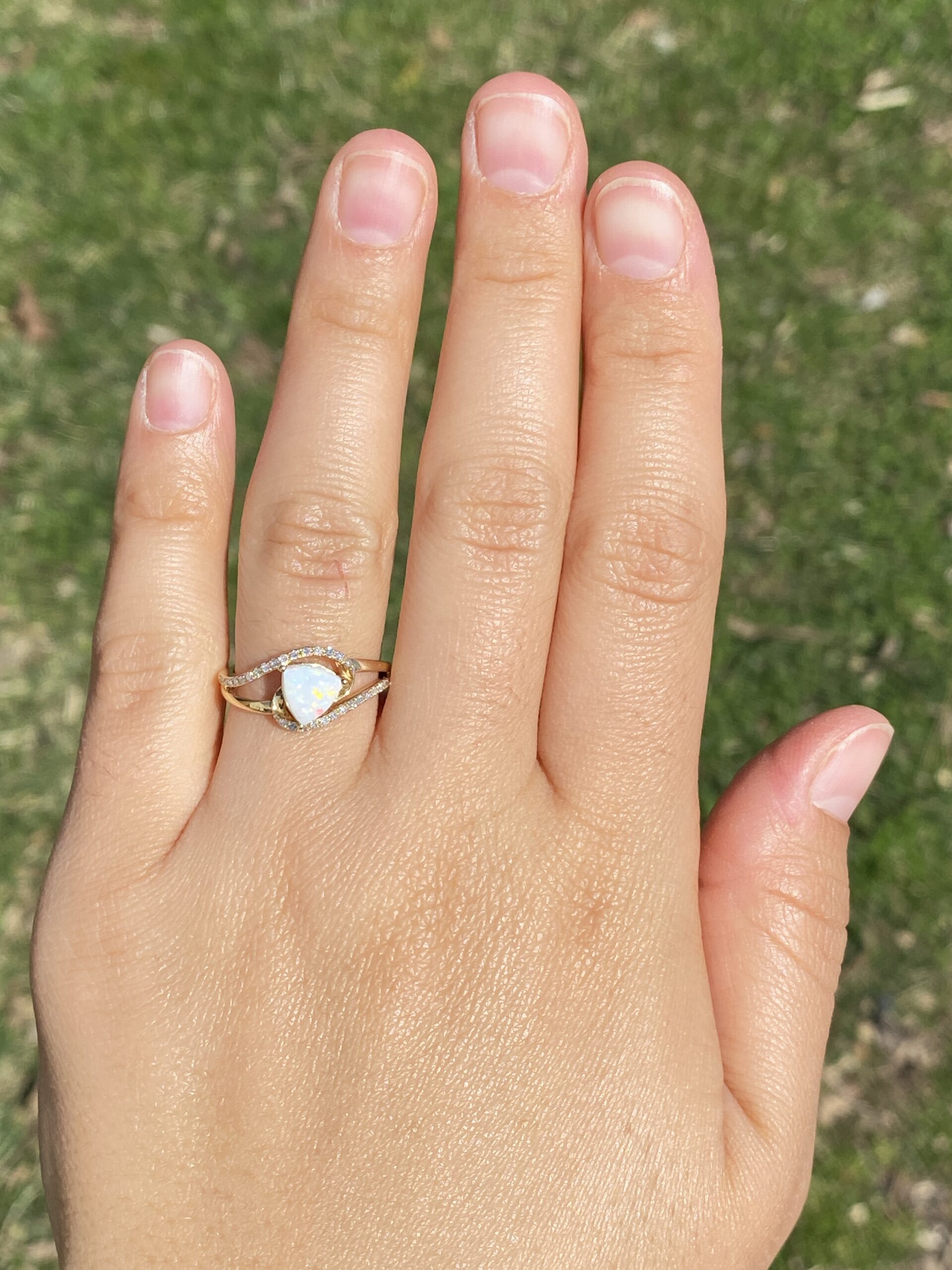 SOLD - The Opal Enchantment: Signed Effy Australian Opal and Natural Diamond Ring in Yellow Gold - Image 8