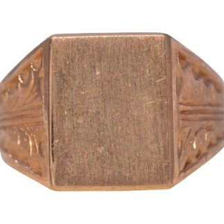 The Classic Signet: Yellow Gold Signet Ring with Hand-Engraved Sides