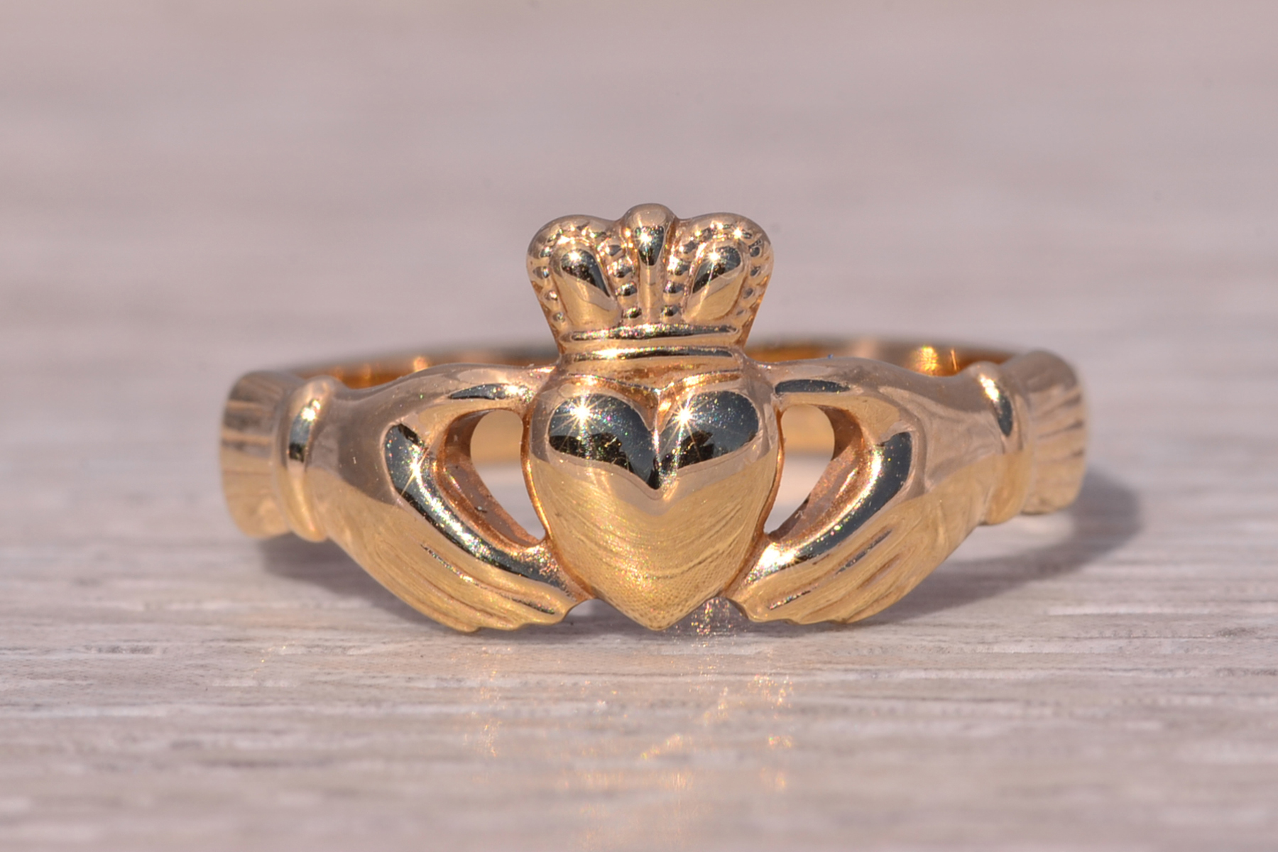 SOLD - The Solvar Claddagh: 14 Karat Yellow Gold Claddagh Ring - Image 2