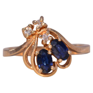 SOLD - The Sapphire Duo: Sapphire and Diamond Ring in Yellow Gold