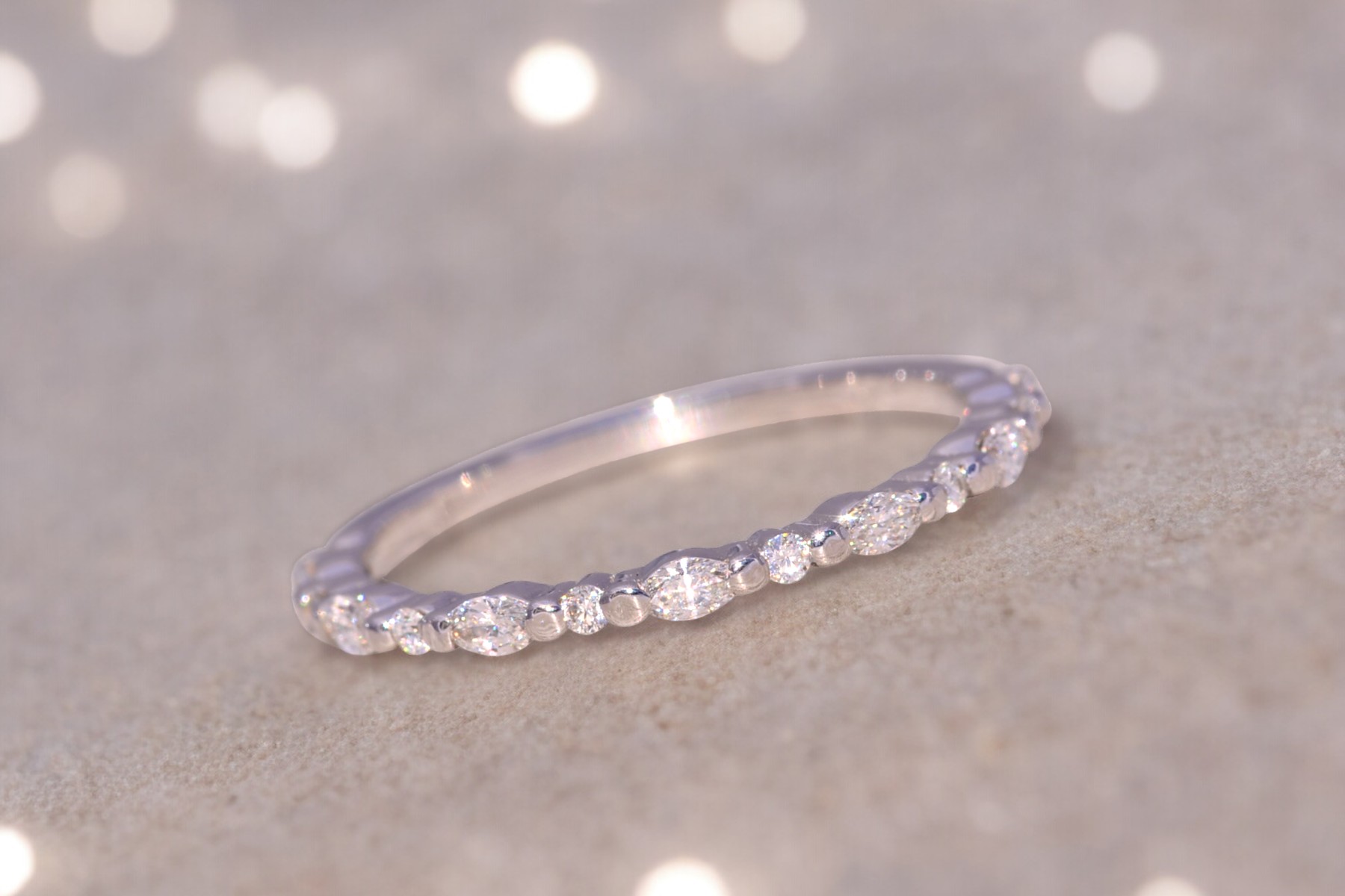 The Celestial Harmony: Marquise and Round Brilliant Cut Natural Diamond Band - Image 11