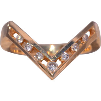 The Flying V: Natural Diamond Chevron Ring in Yellow Gold