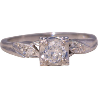 The Hollywood Glam: Antique Diamond Ring in White Gold