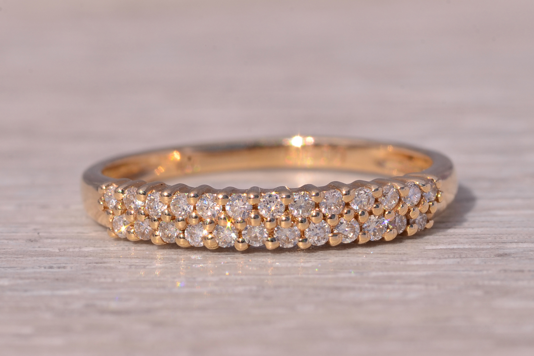 SOLD - The Double Row Sparkle: Natural Diamond Band in Yellow Gold - Image 2