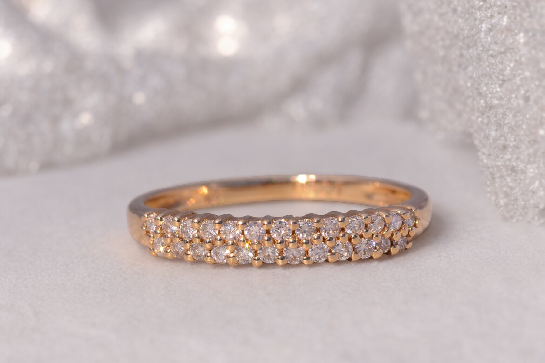 SOLD - The Double Row Sparkle: Natural Diamond Band in Yellow Gold - Image 11