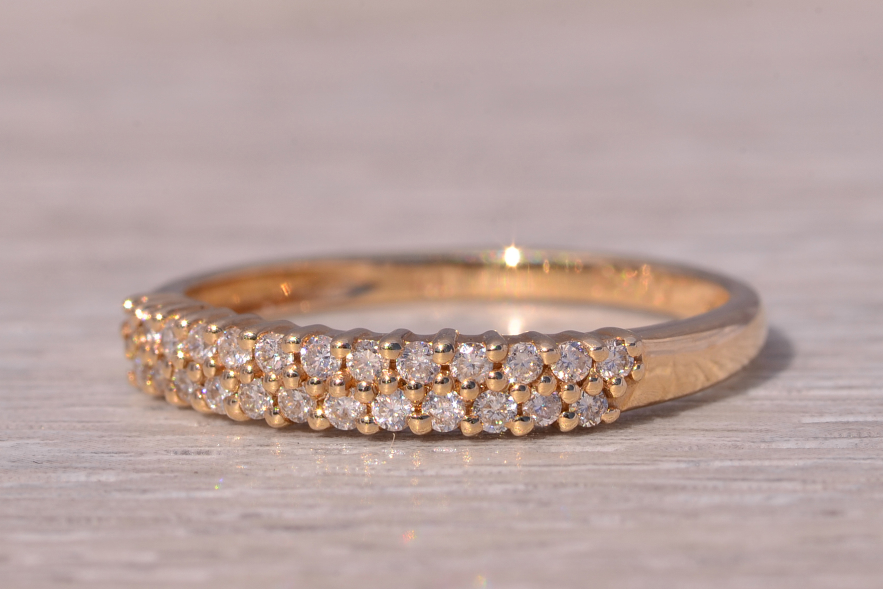 SOLD - The Double Row Sparkle: Natural Diamond Band in Yellow Gold - Image 3