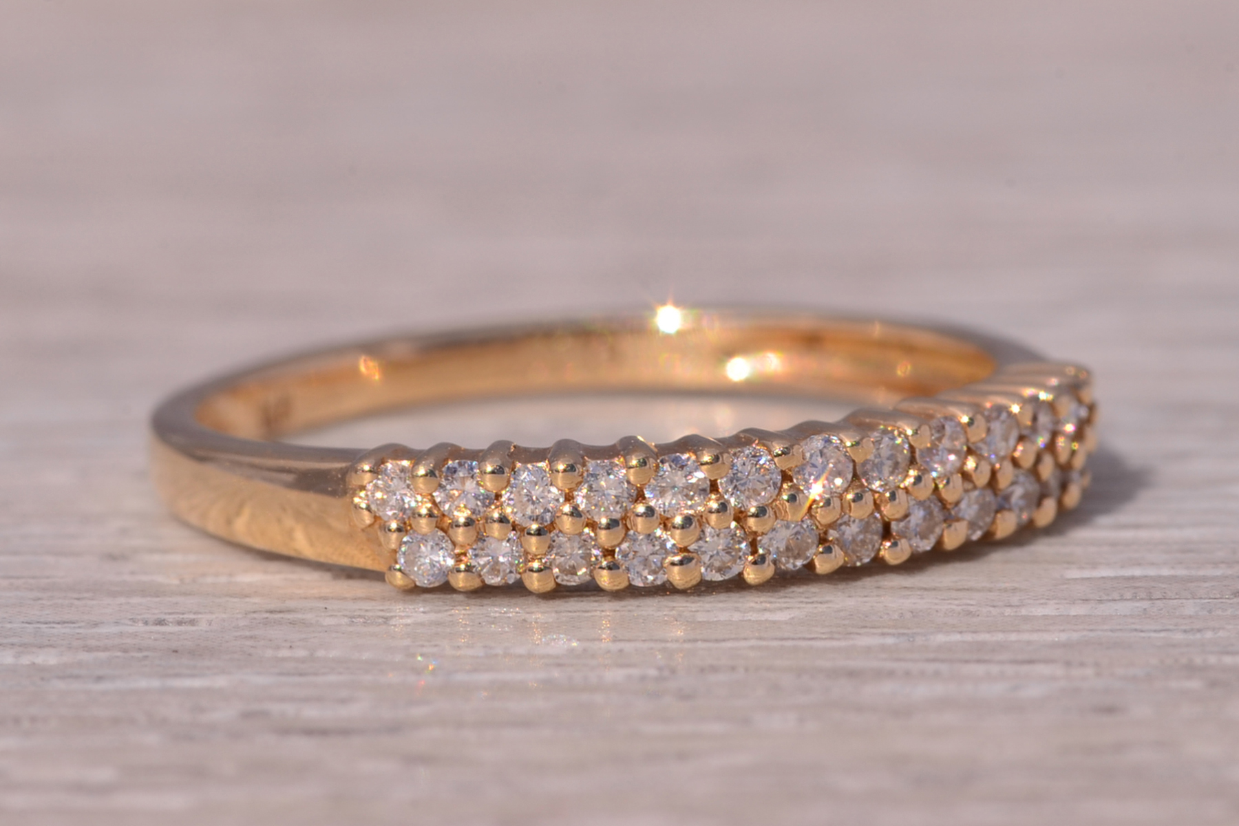 SOLD - The Double Row Sparkle: Natural Diamond Band in Yellow Gold - Image 6