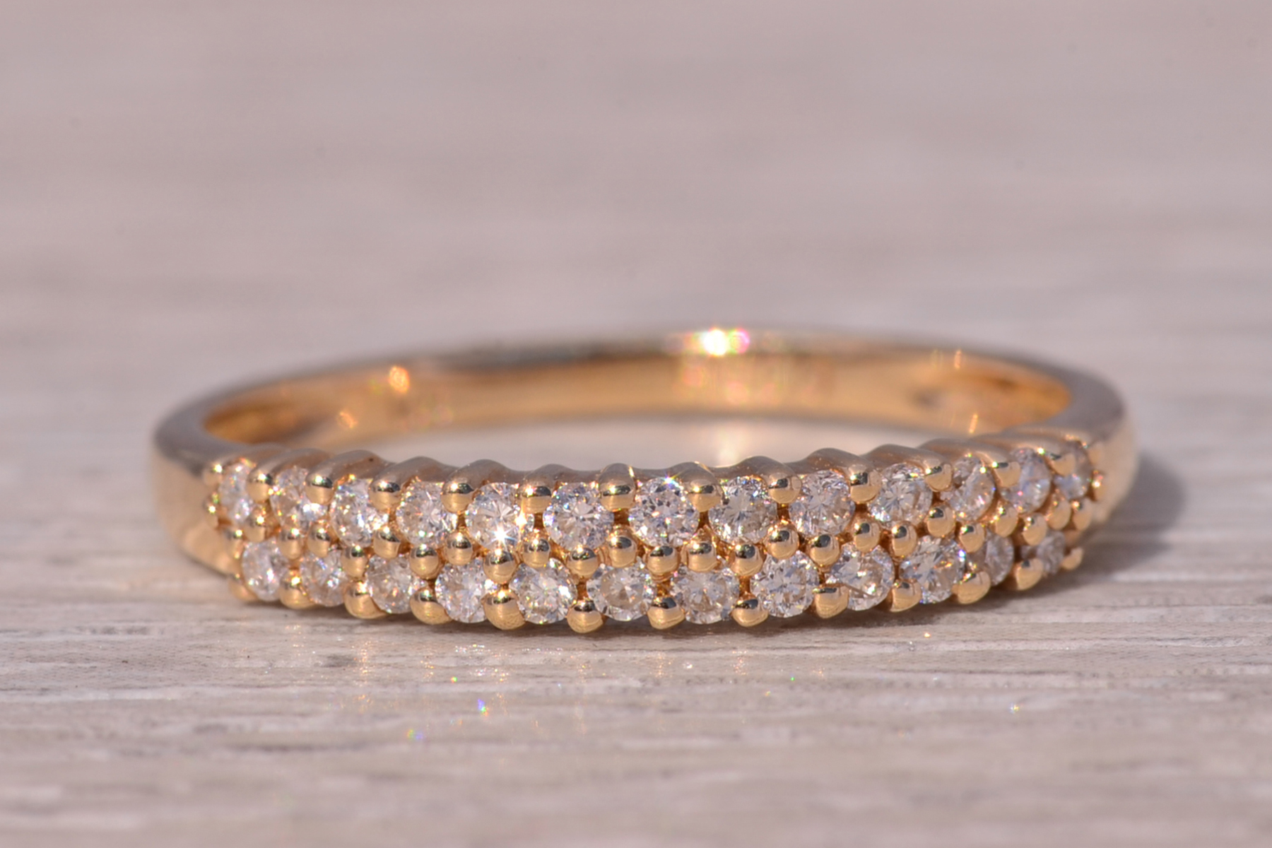 SOLD - The Double Row Sparkle: Natural Diamond Band in Yellow Gold - Image 7