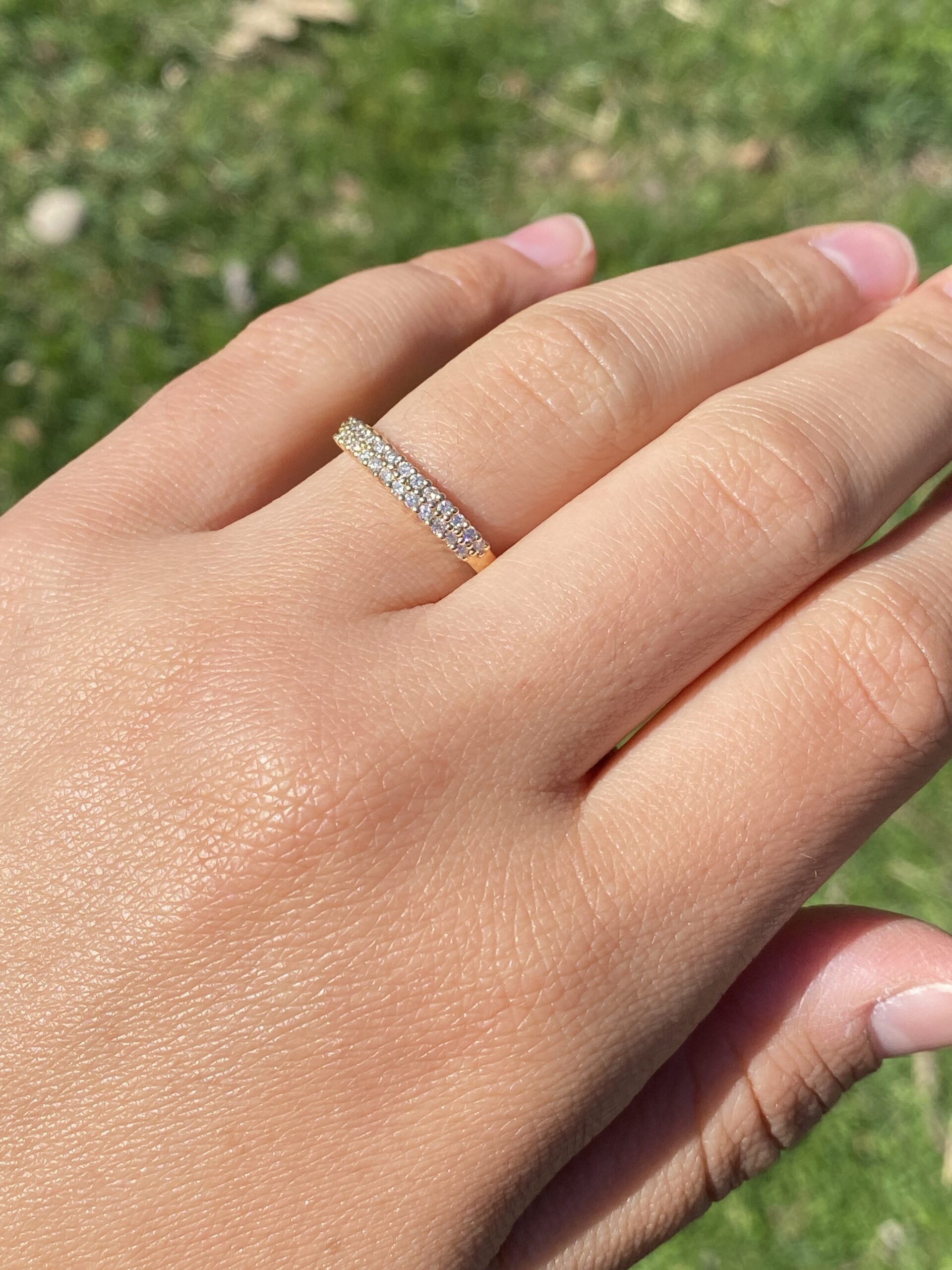 SOLD - The Double Row Sparkle: Natural Diamond Band in Yellow Gold - Image 9