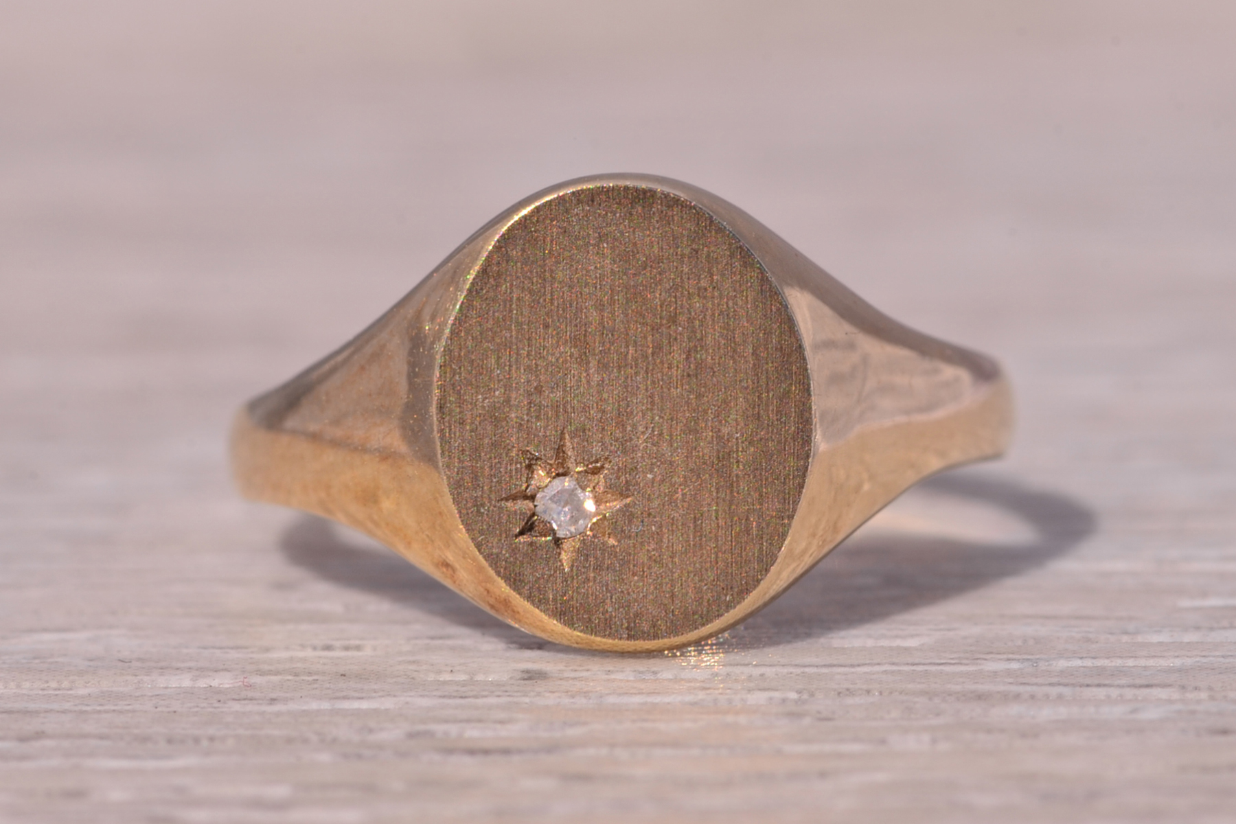 SOLD - The Diamond Signet: Natural Diamond Signet Ring in Yellow Gold - Image 2