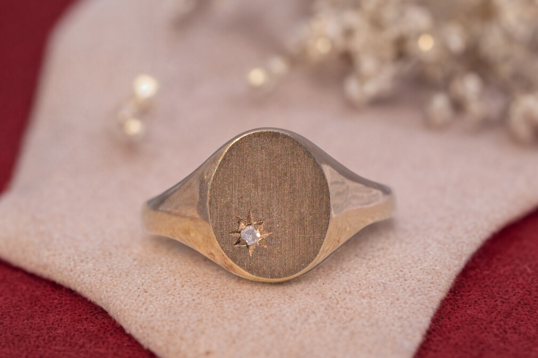SOLD - The Diamond Signet: Natural Diamond Signet Ring in Yellow Gold - Image 11