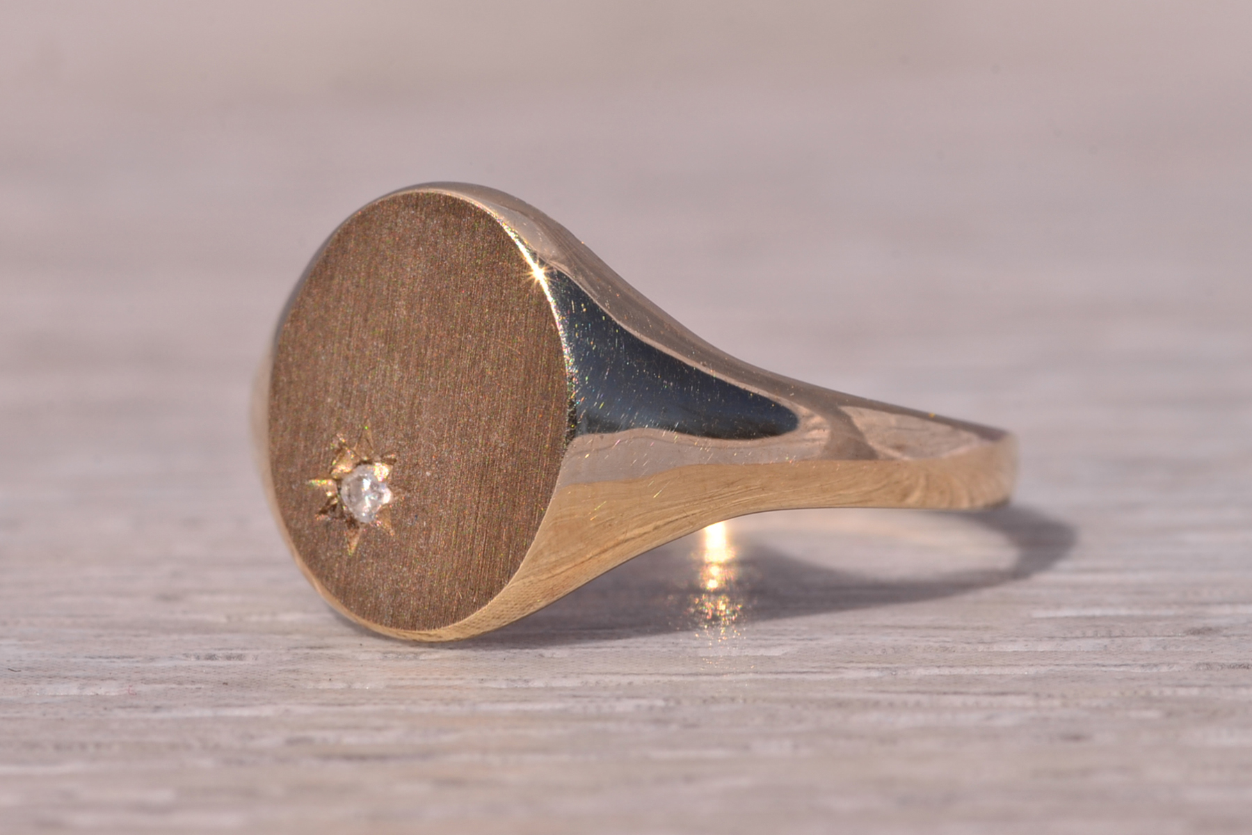 SOLD - The Diamond Signet: Natural Diamond Signet Ring in Yellow Gold - Image 3