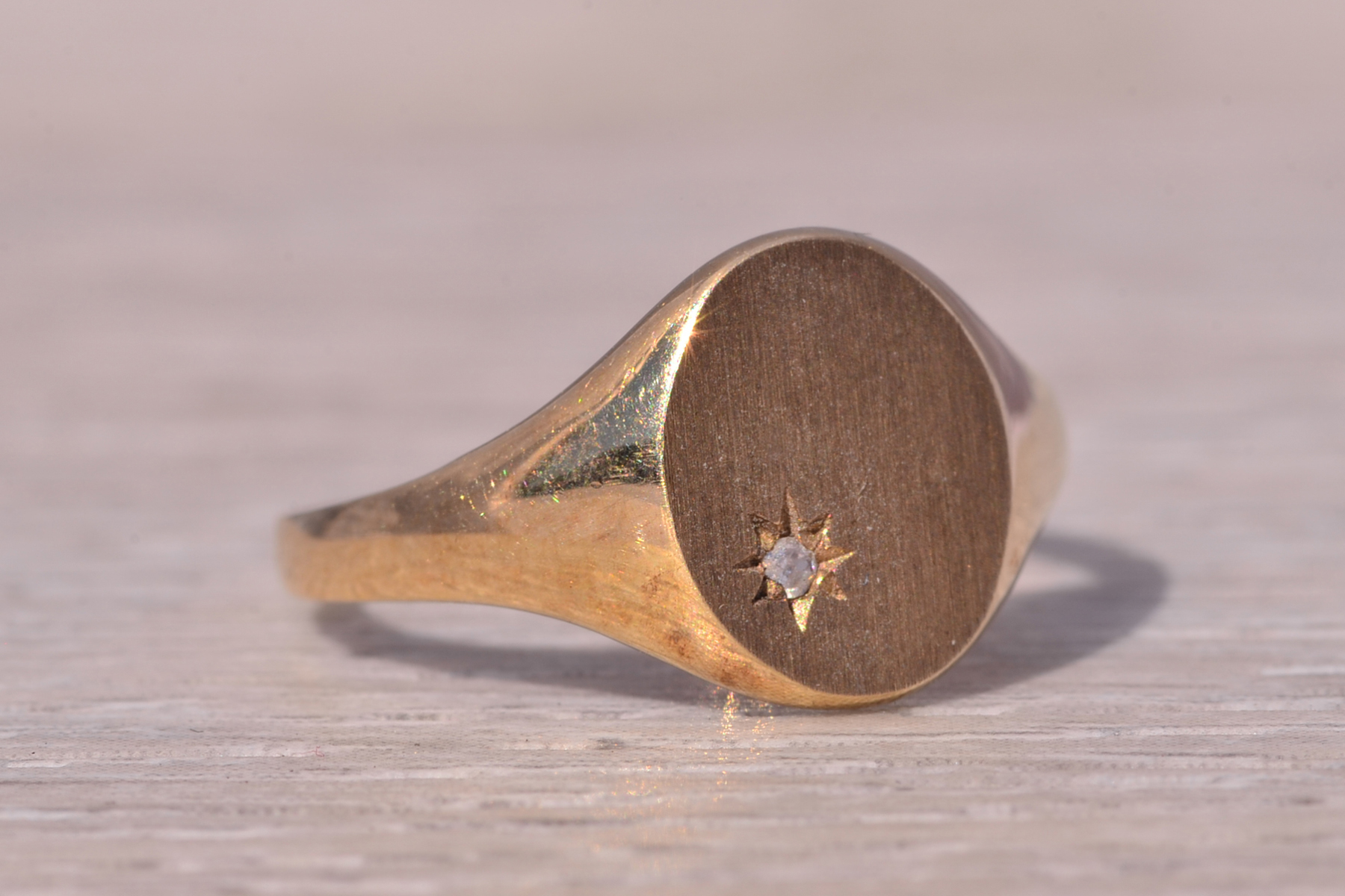 SOLD - The Diamond Signet: Natural Diamond Signet Ring in Yellow Gold - Image 6