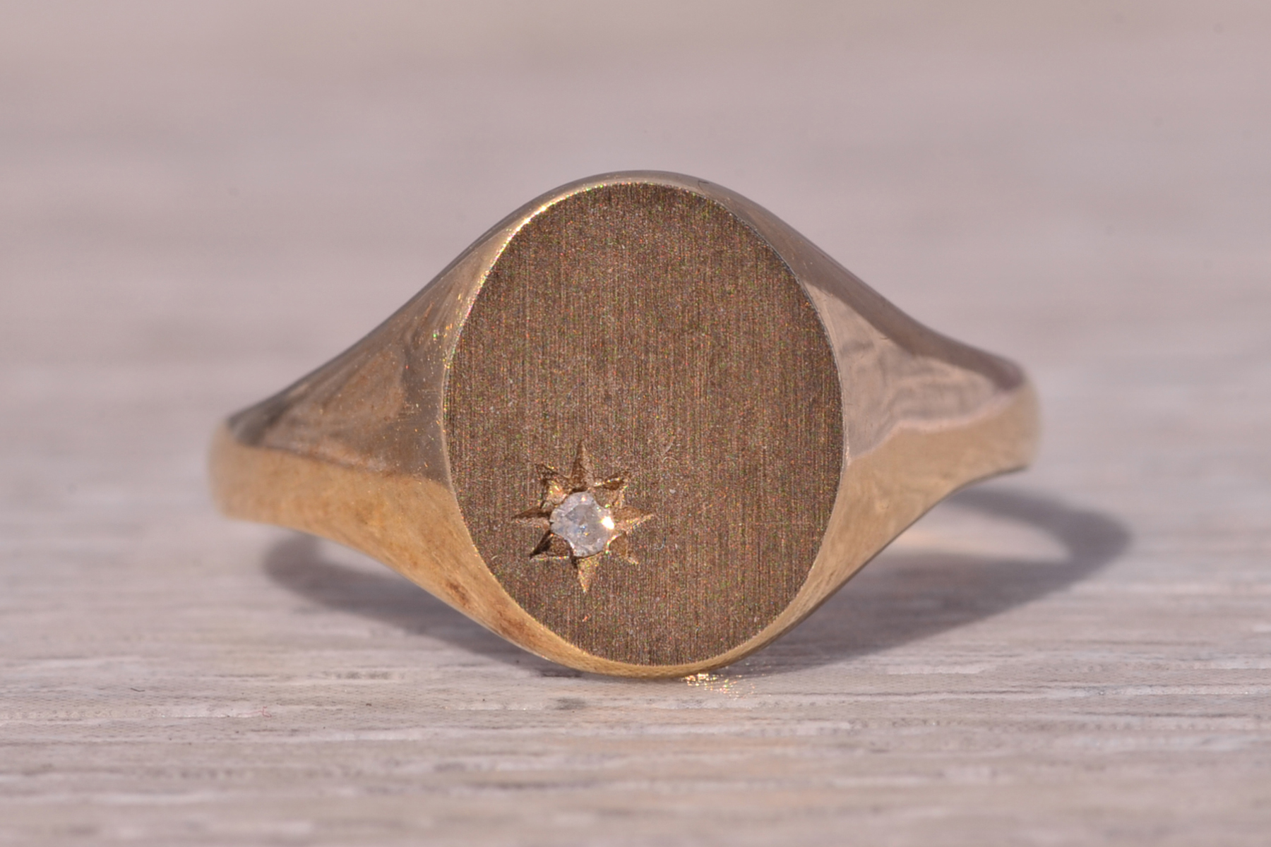 SOLD - The Diamond Signet: Natural Diamond Signet Ring in Yellow Gold - Image 7