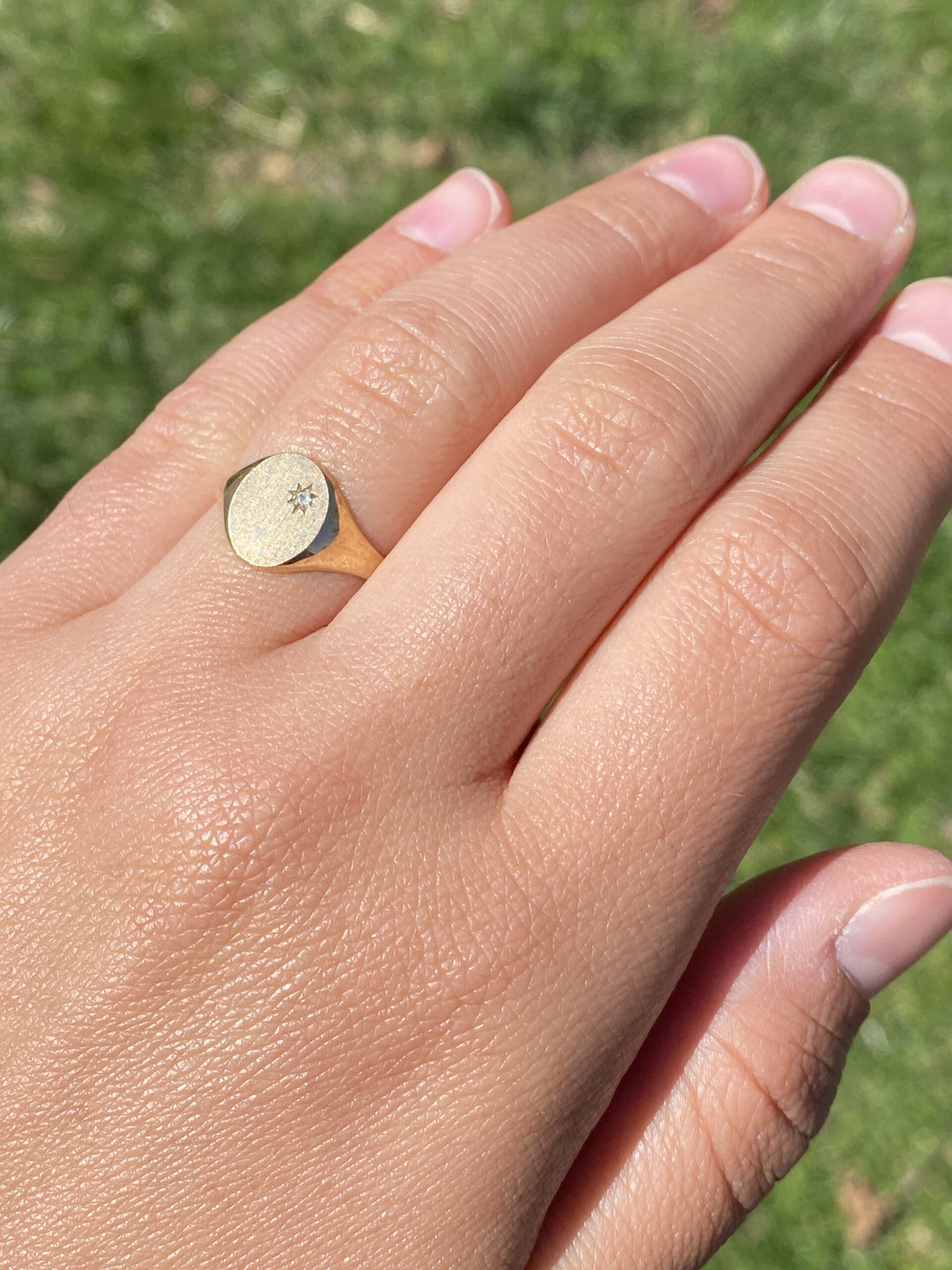 SOLD - The Diamond Signet: Natural Diamond Signet Ring in Yellow Gold - Image 9