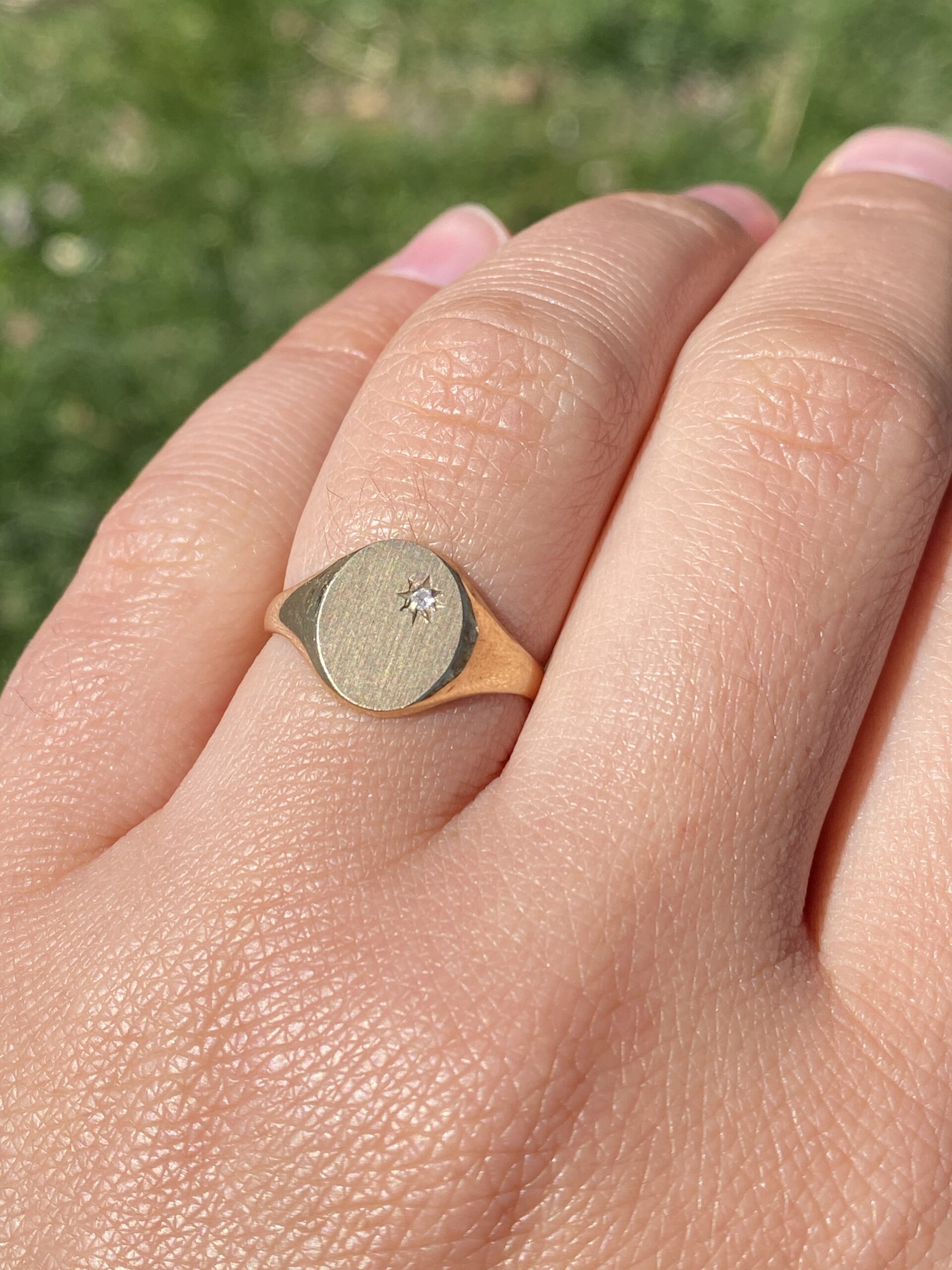 SOLD - The Diamond Signet: Natural Diamond Signet Ring in Yellow Gold - Image 10