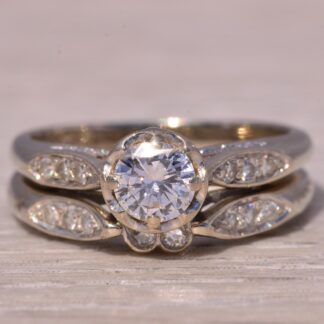 The Coronation Set: Vintage 1970's Natural Diamond Wedding Set in White Gold