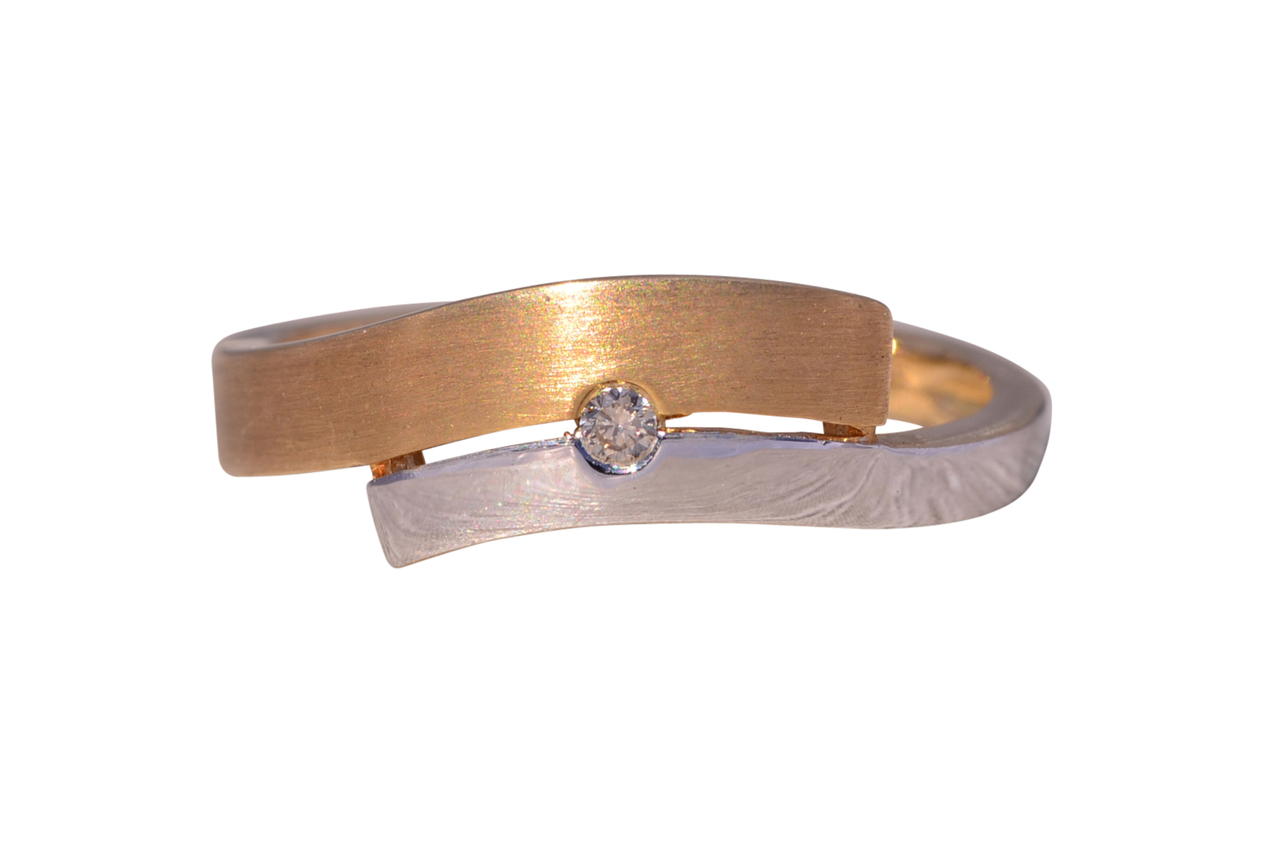 The Modern Harmony: Natural Diamond Band in Yellow Gold and White Gold