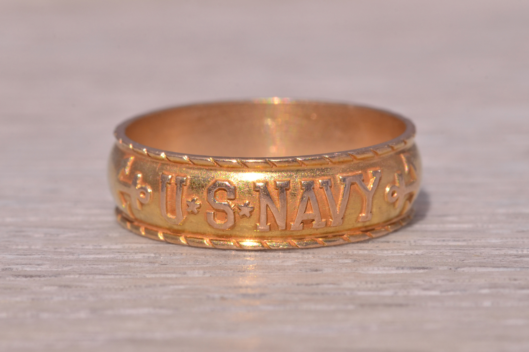 SOLD - The Navy Heritage: Antique U.S. Navy Band in Yellow Gold - Image 2