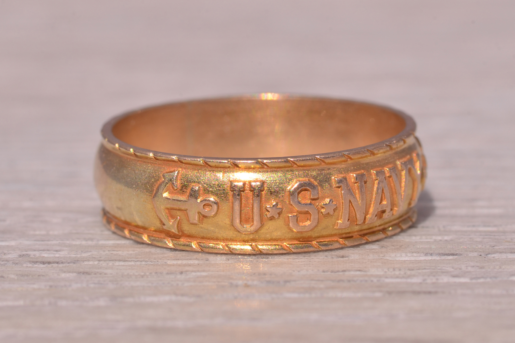 SOLD - The Navy Heritage: Antique U.S. Navy Band in Yellow Gold - Image 6