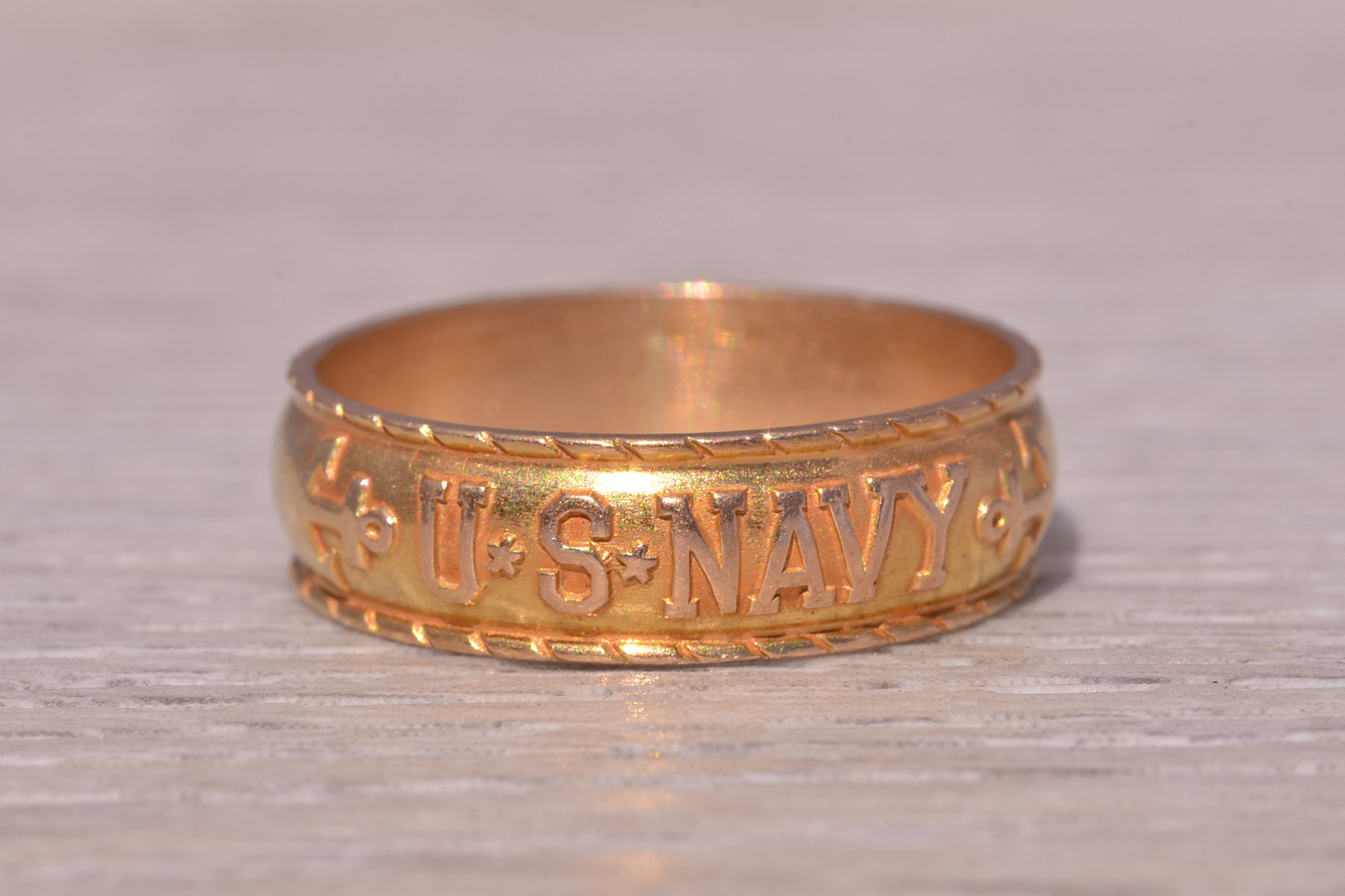 SOLD - The Navy Heritage: Antique U.S. Navy Band in Yellow Gold - Image 7