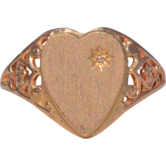 The Classic Heart: Signet Diamond Yellow Gold Ring