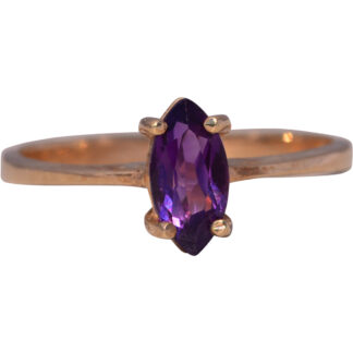 The Amethyst Charm: Marquise Cut Natural Amethyst Ring in Yellow Gold