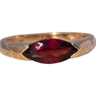 The Crimson Marquise: East to West Marquise Garnet Ring in Yellow Gold