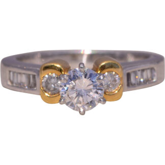 The Two-Tone Radiance: Diamond Ring in Platinum and Yellow Gold