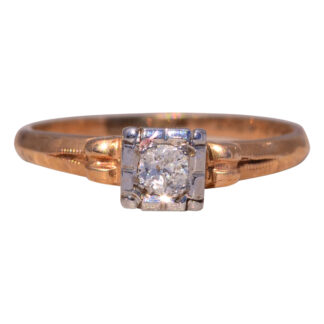 The Deco Charm: Art Deco Natural Diamond Ring in Rose Gold
