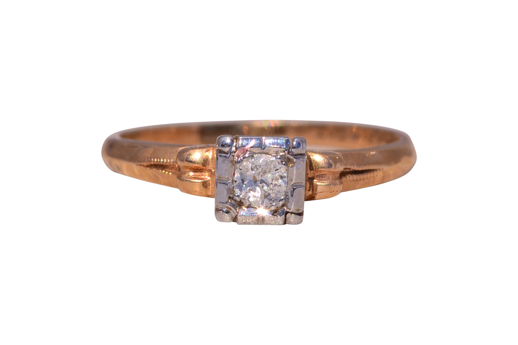The Deco Charm: Art Deco Natural Diamond Ring in Rose Gold