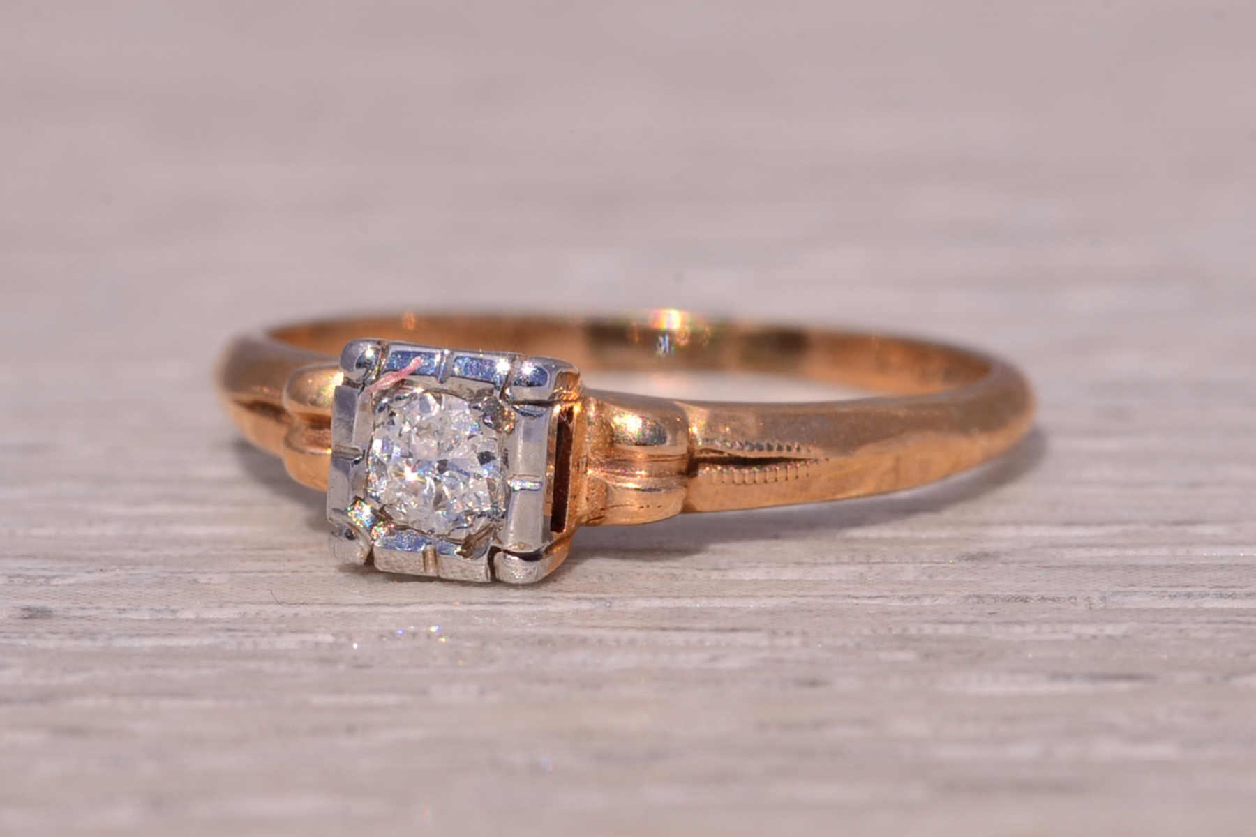 The Deco Charm: Art Deco Natural Diamond Ring in Rose Gold - Image 3