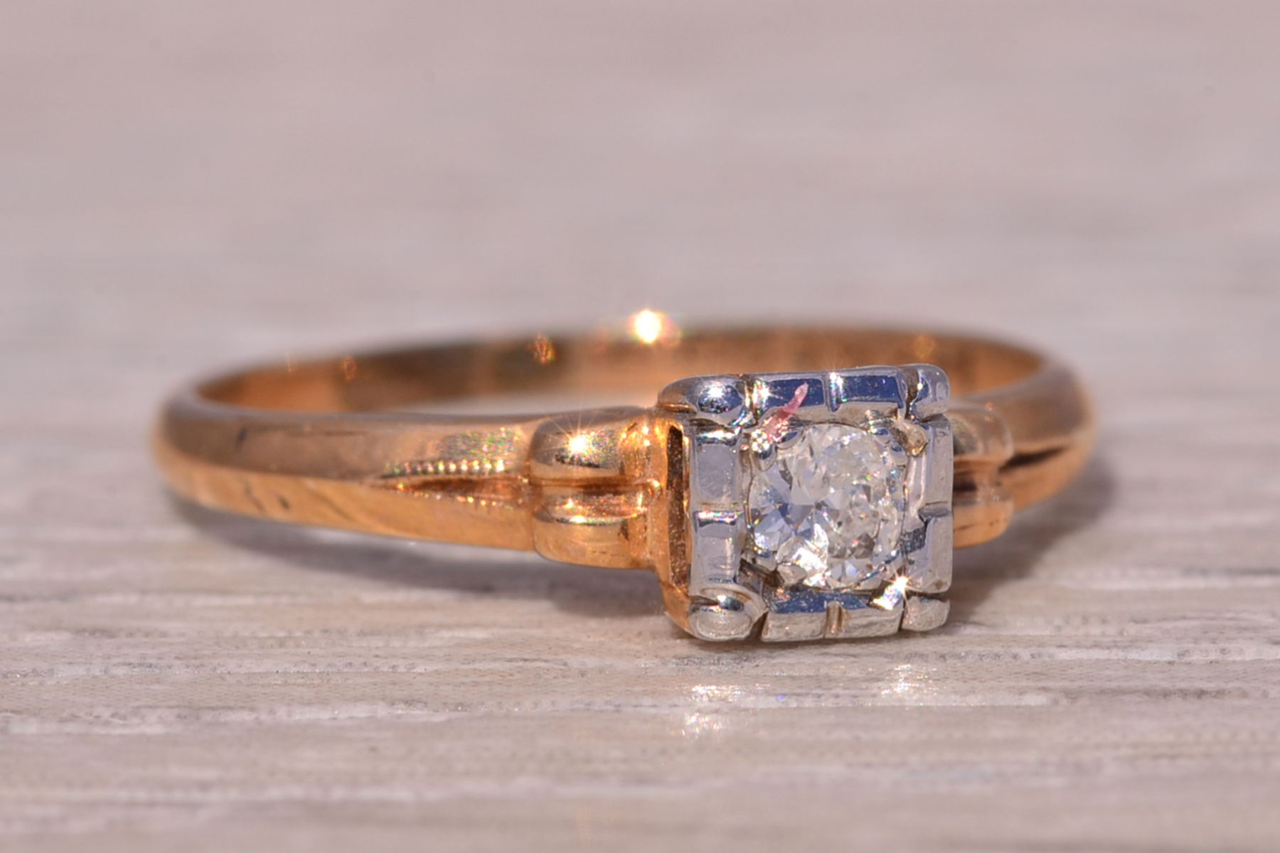 The Deco Charm: Art Deco Natural Diamond Ring in Rose Gold - Image 6