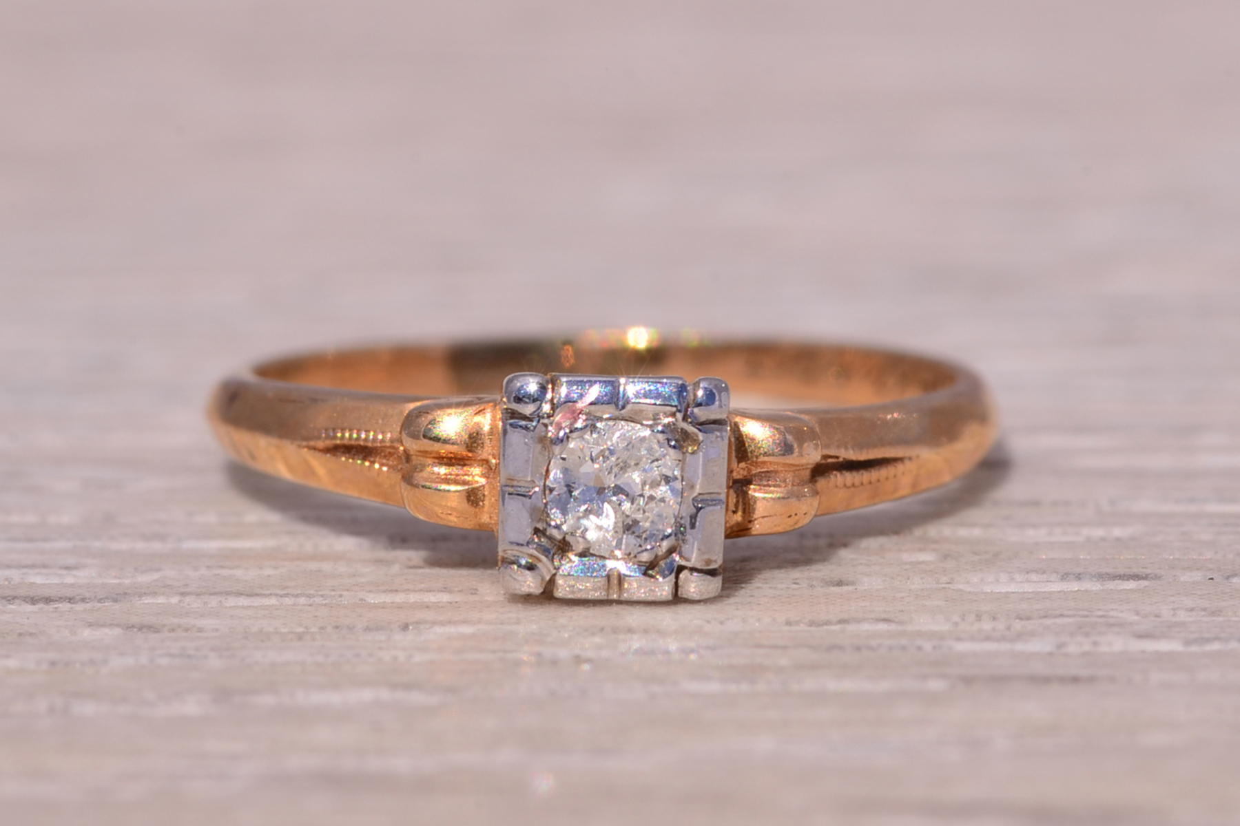 The Deco Charm: Art Deco Natural Diamond Ring in Rose Gold - Image 7