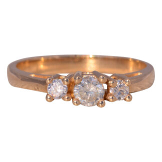 The Radiant Trio: Three Stone Natural Diamond Ring in Yellow Gold
