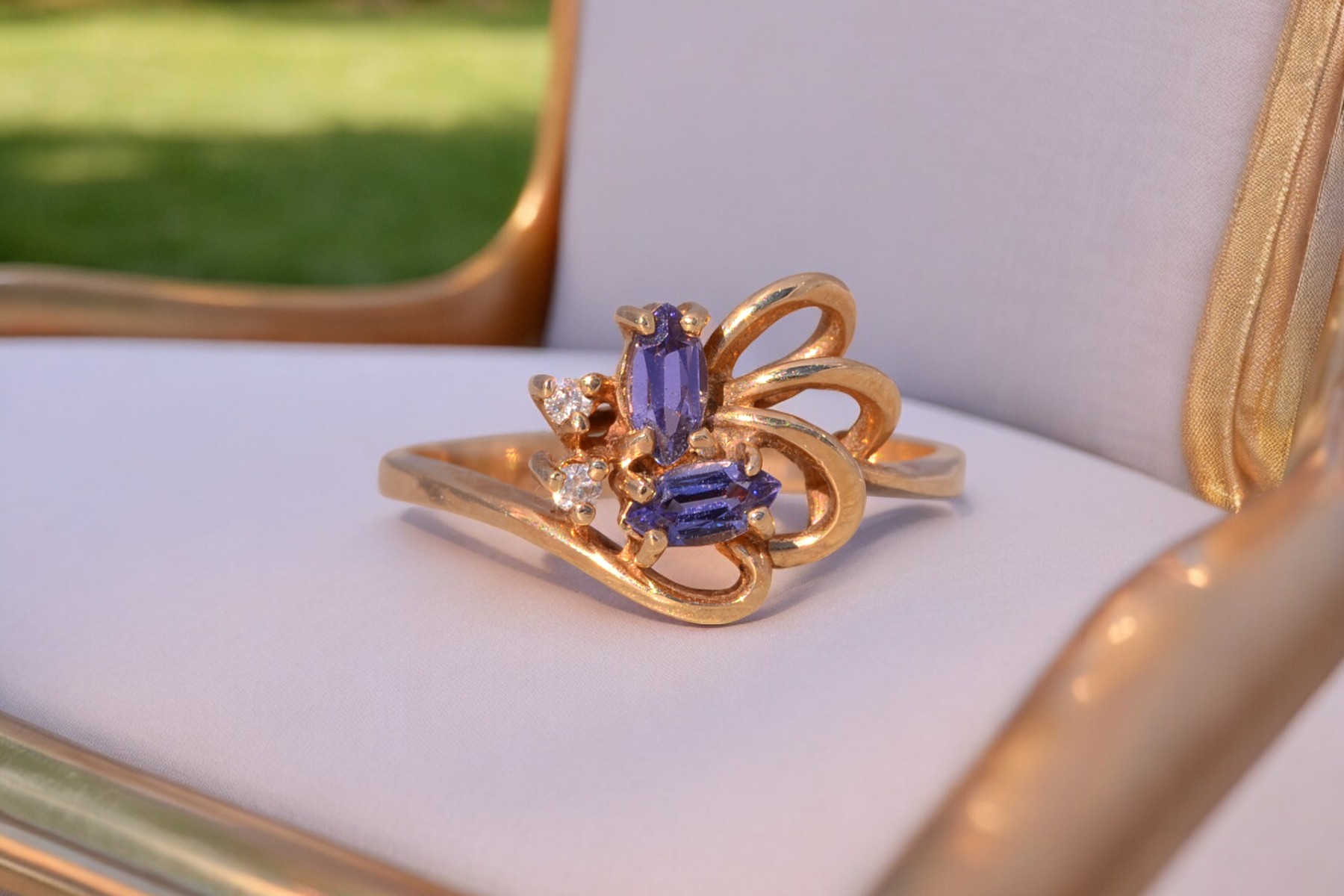The Tanzanite Blossom: Natural Tanzanite and Diamond Ring in 14 Karat Yellow Gold - Image 11
